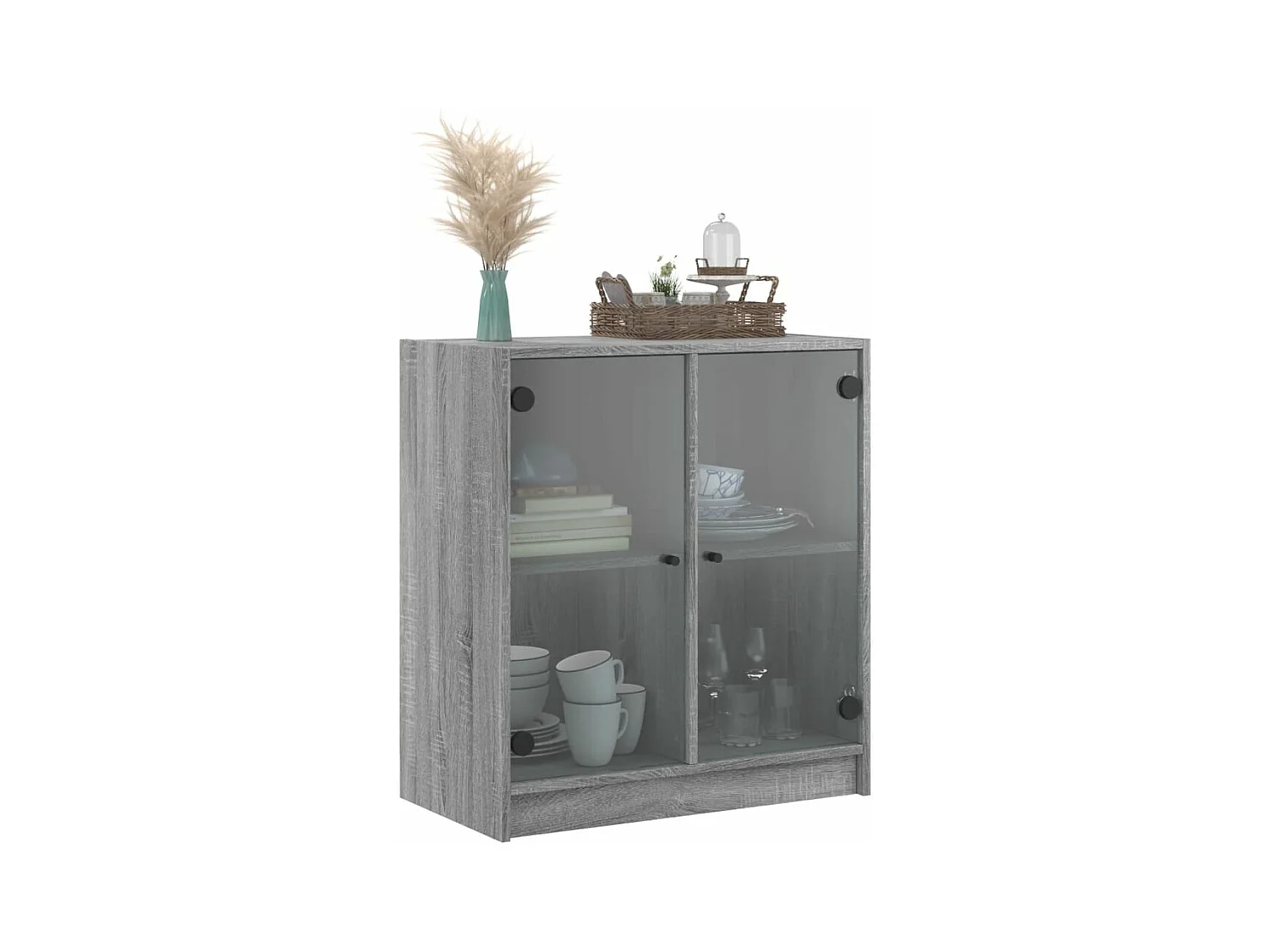 Armoire latérale avec portes en verre sonoma gris 68x37x75,5