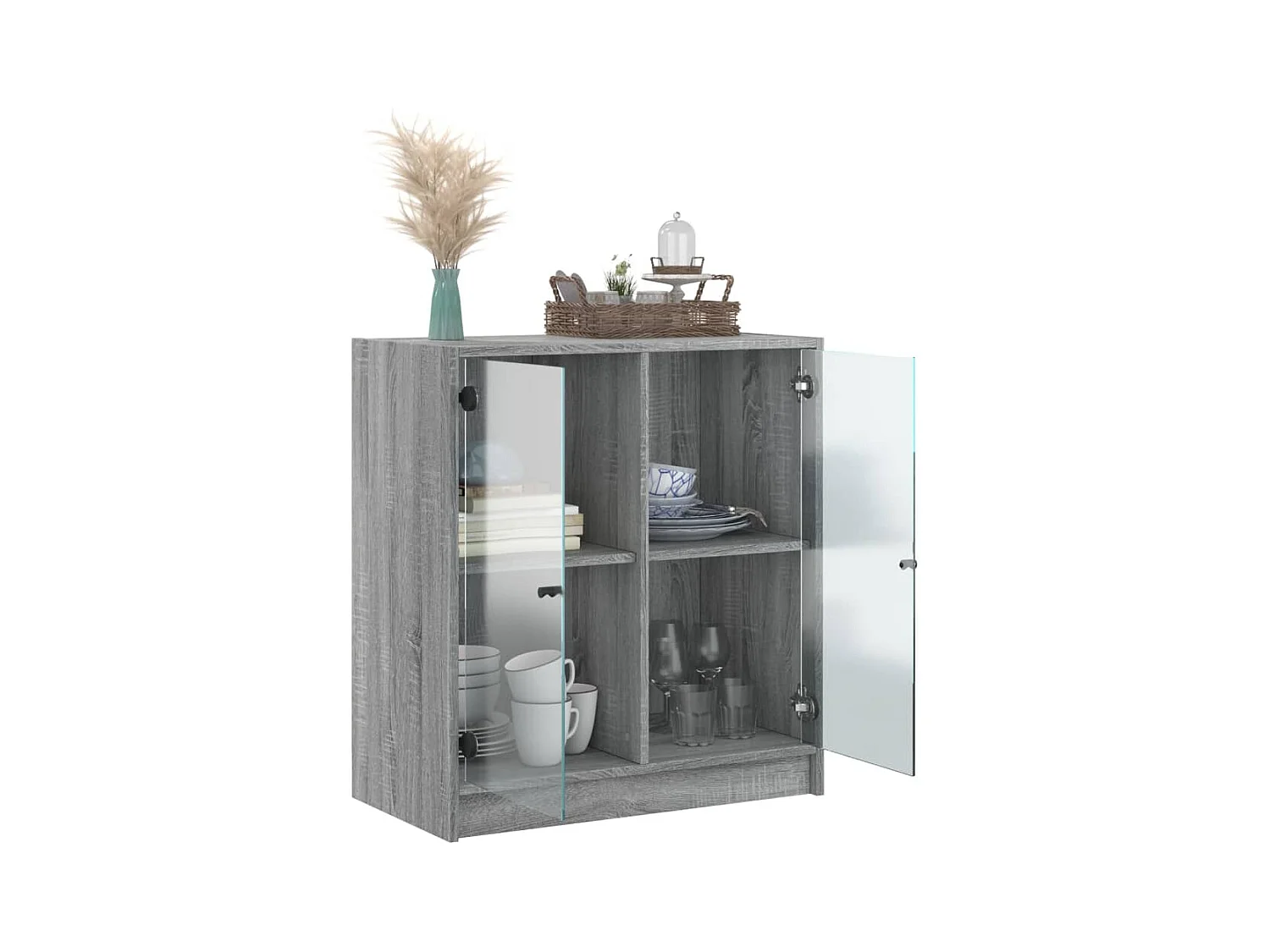Armoire latérale avec portes en verre sonoma gris 68x37x75,5