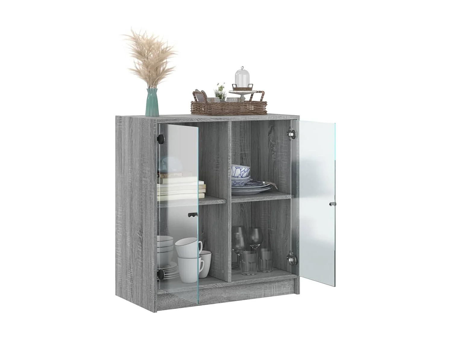 Armoire latérale avec portes en verre sonoma gris 68x37x75,5