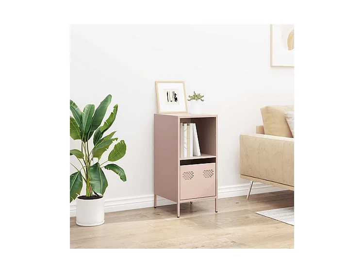 Buffet rose 35x39x73,5 acier laminé à froid