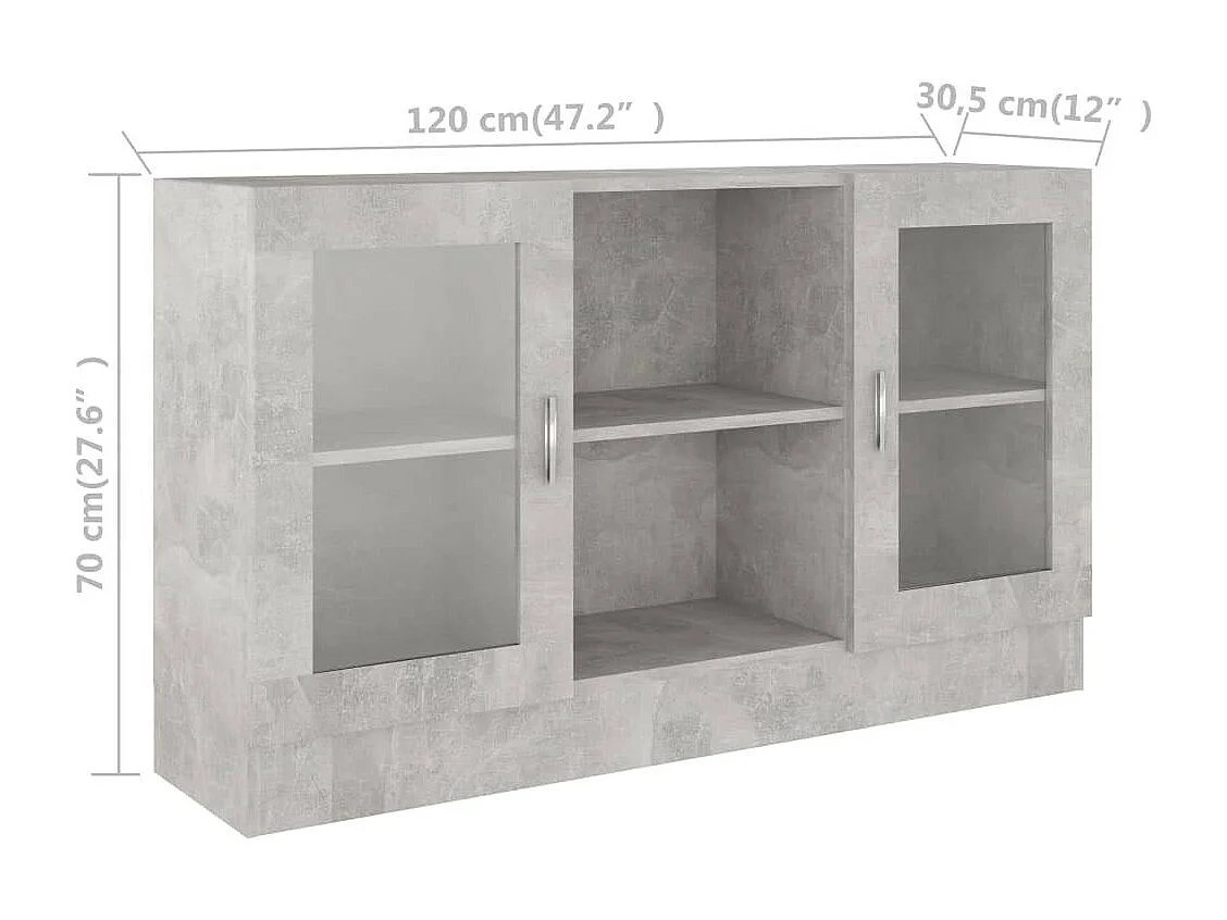 Armoire à vitrine Gris béton 120x30,5x70