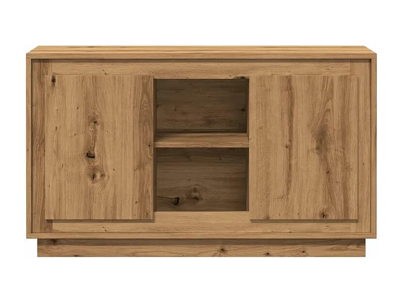 Petit buffet 2 portes 1 étagère extérieure 102cm – Modèle Novila-Couleur Marron clair