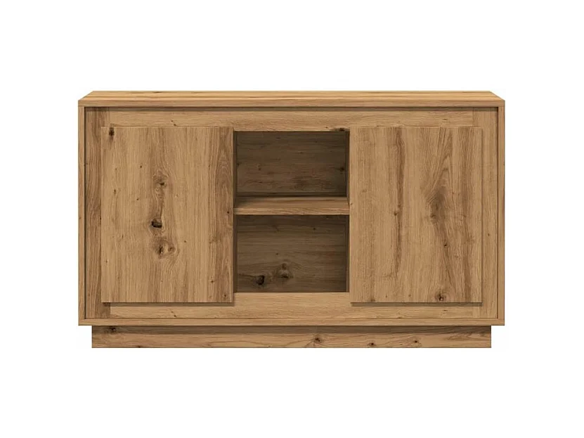 Petit buffet 2 portes 1 étagère extérieure 102cm – Modèle Novila-Couleur Marron clair