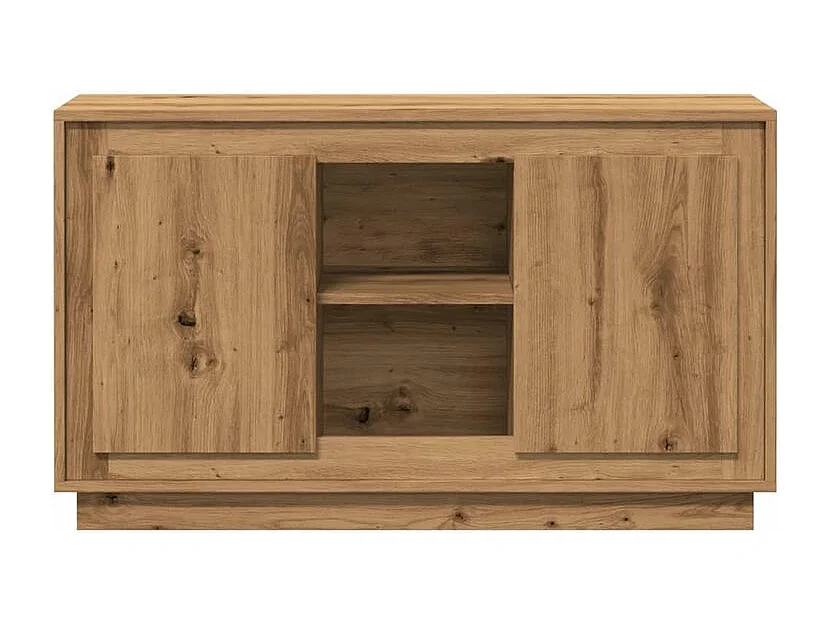 Petit buffet 2 portes 1 étagère extérieure 102cm – Modèle Novila-Couleur Marron clair