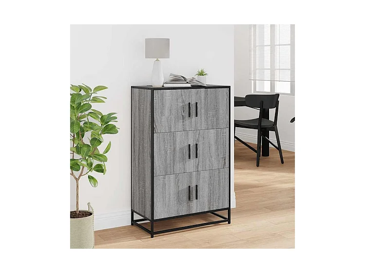 Buffet haut sonoma gris 68x35x106,5 bois ingénierie et métal