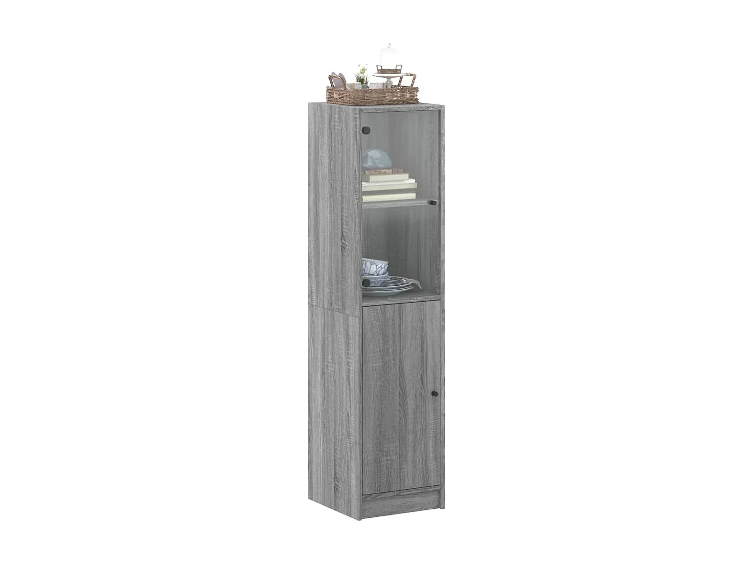Buffet avec porte en verre sonoma gris 35x37x142