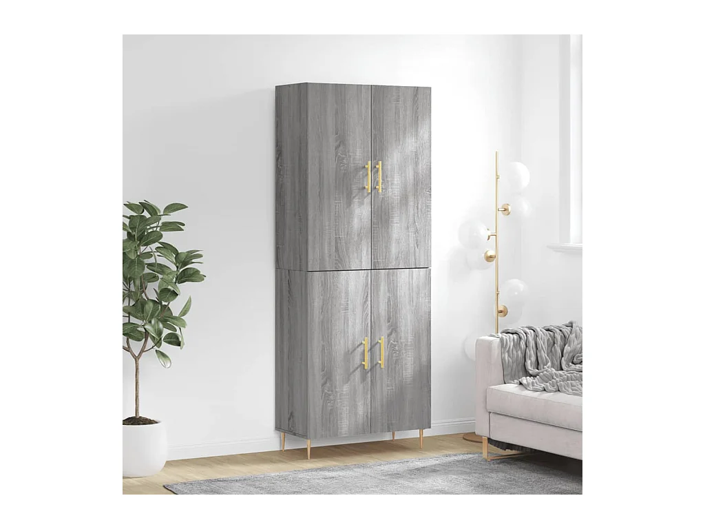 Buffet haut Sonoma gris 69,5x34x180 Bois d'ingénierie