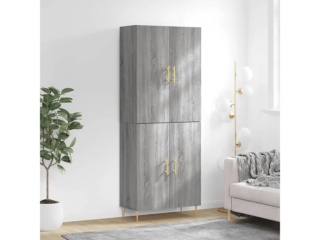 Buffet haut Sonoma gris 69,5x34x180 Bois d'ingénierie