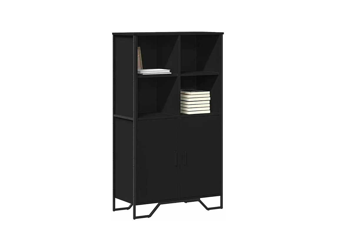 Buffet haut noir 79,5x35,5x137,5 bois d'ingénierie