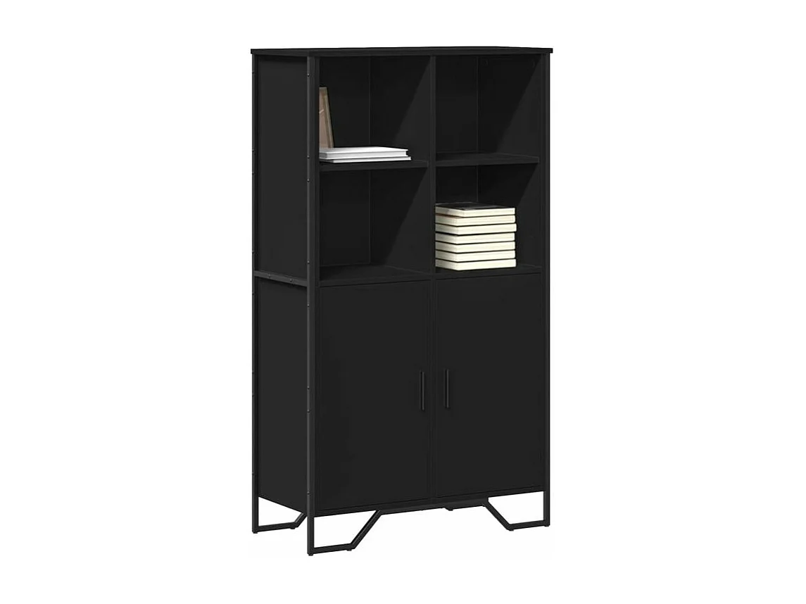 Buffet haut noir 79,5x35,5x137,5 bois d'ingénierie
