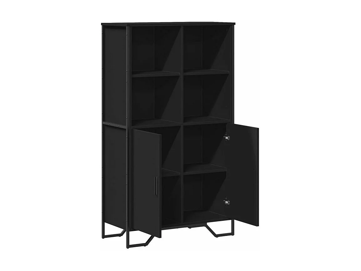 Buffet haut noir 79,5x35,5x137,5 bois d'ingénierie