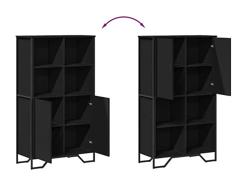 Buffet haut noir 79,5x35,5x137,5 bois d'ingénierie