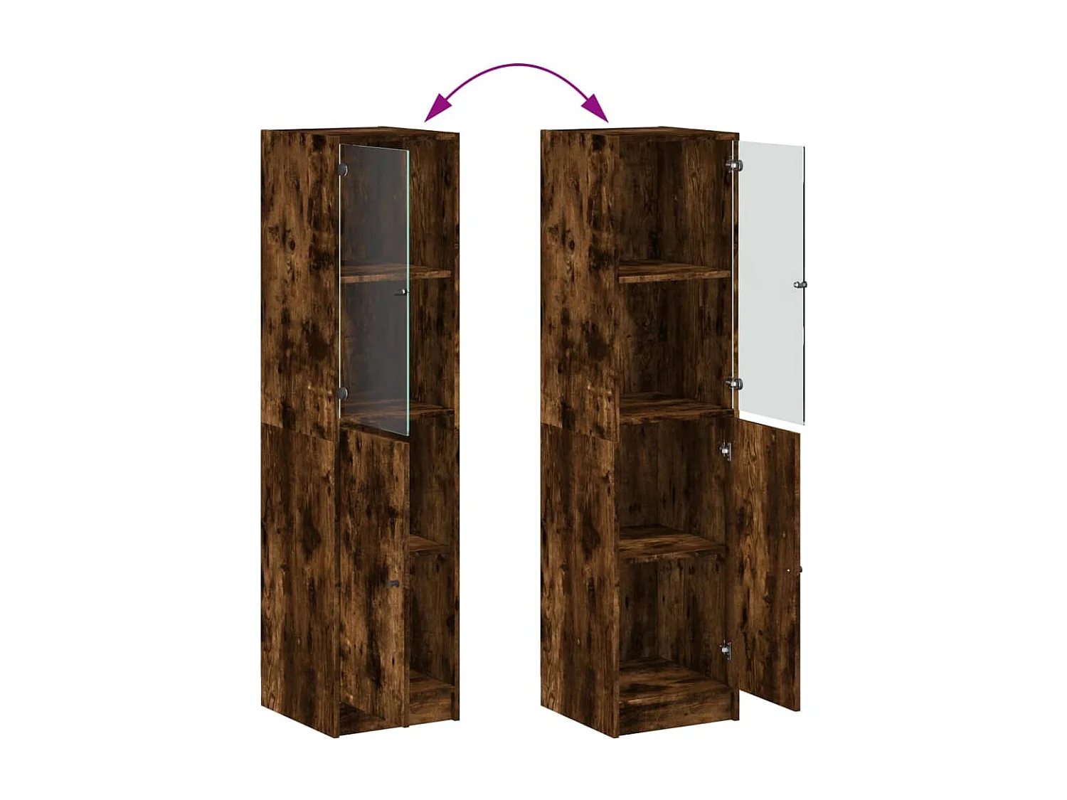 Buffet avec porte en verre chêne fumé 35x37x142