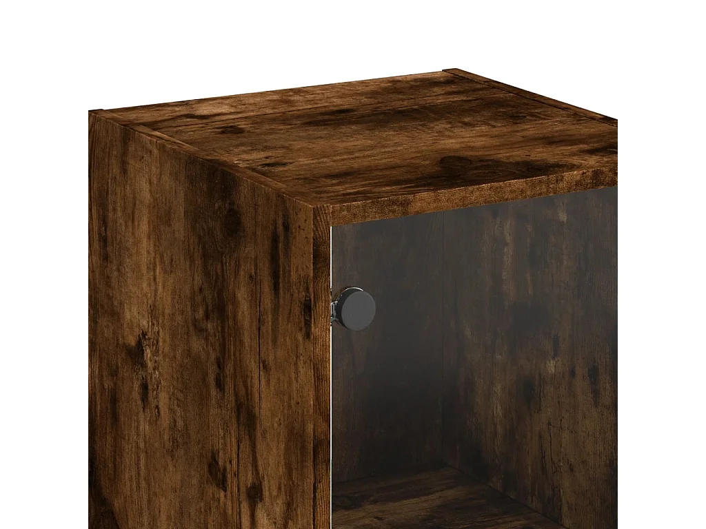Buffet avec porte en verre chêne fumé 35x37x142