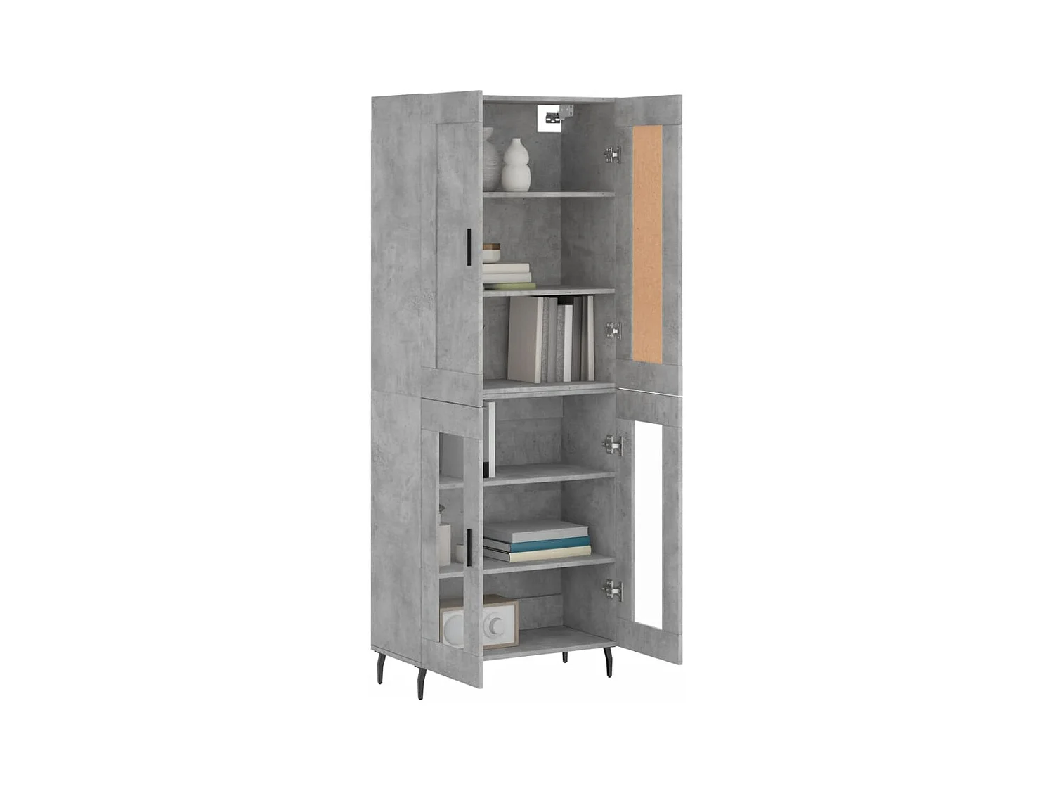 Buffet haut Gris béton 69,5x34x180 Bois d'ingénierie