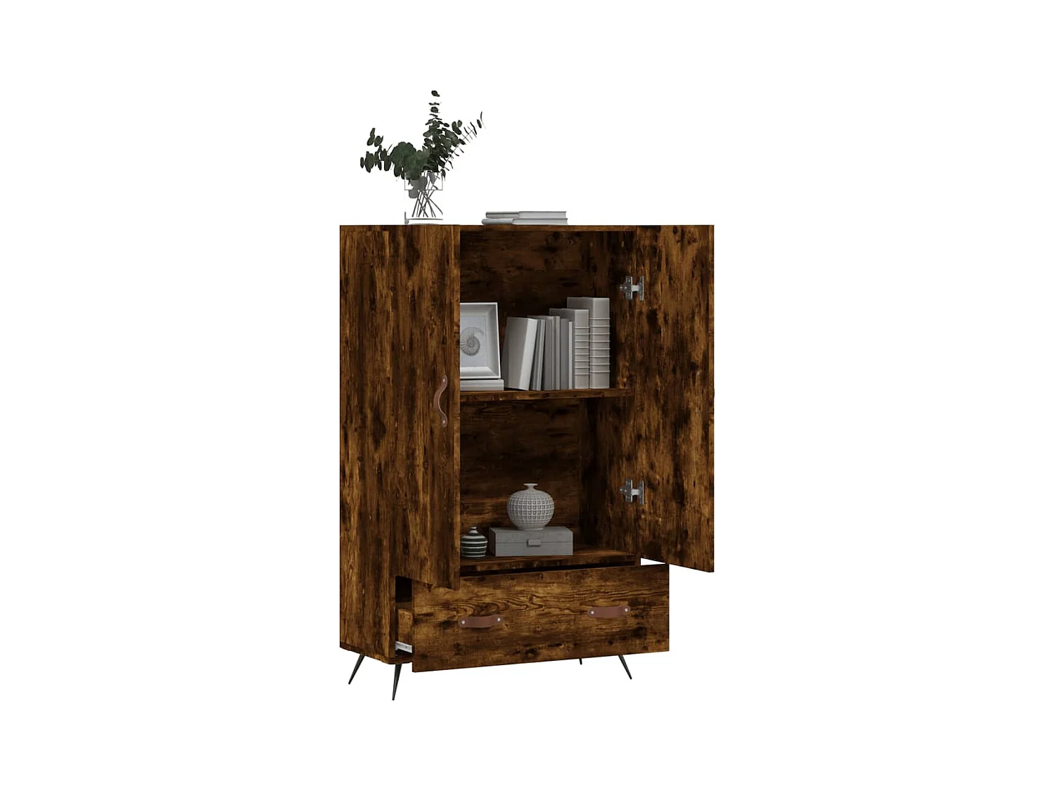 Buffet haut chêne fumé 69,5x31x115 bois d'ingénierie