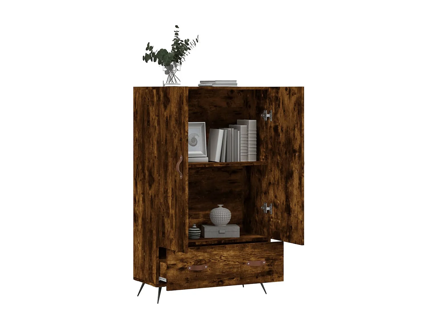 Buffet haut chêne fumé 69,5x31x115 bois d'ingénierie