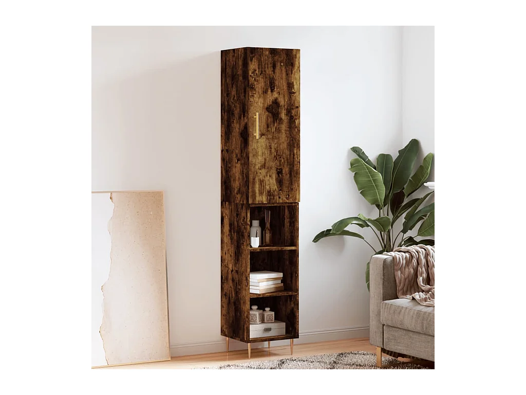 Buffet haut Chêne fumé 34,5x34x180 Bois d'ingénierie