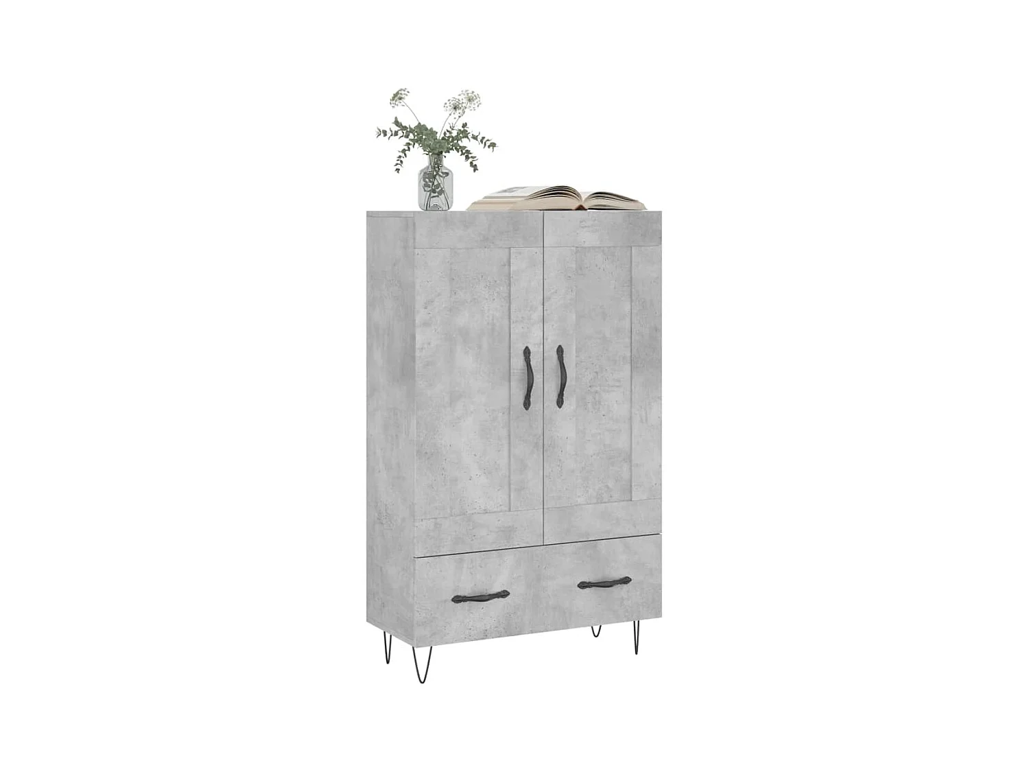 Buffet haut gris béton 69,5x31x115 bois d'ingénierie