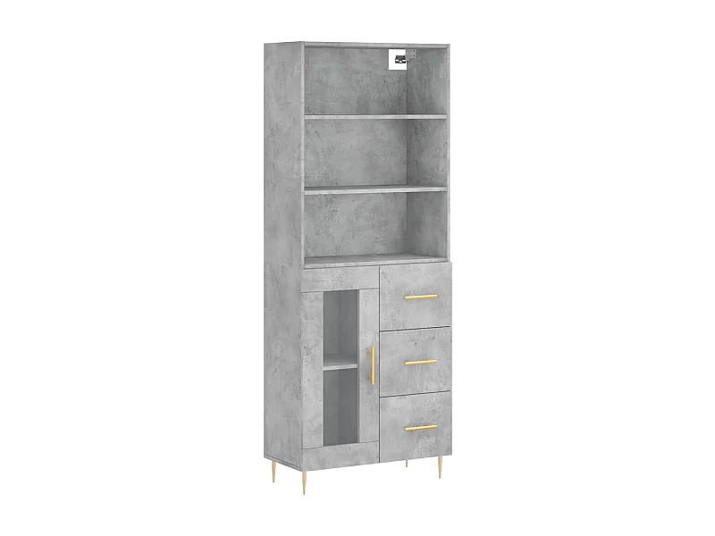 Buffet haut Gris béton 69,5x34x180 Bois d'ingénierie