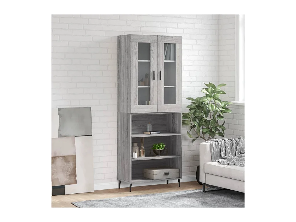 Buffet haut Sonoma gris 69,5x34x180 Bois d'ingénierie