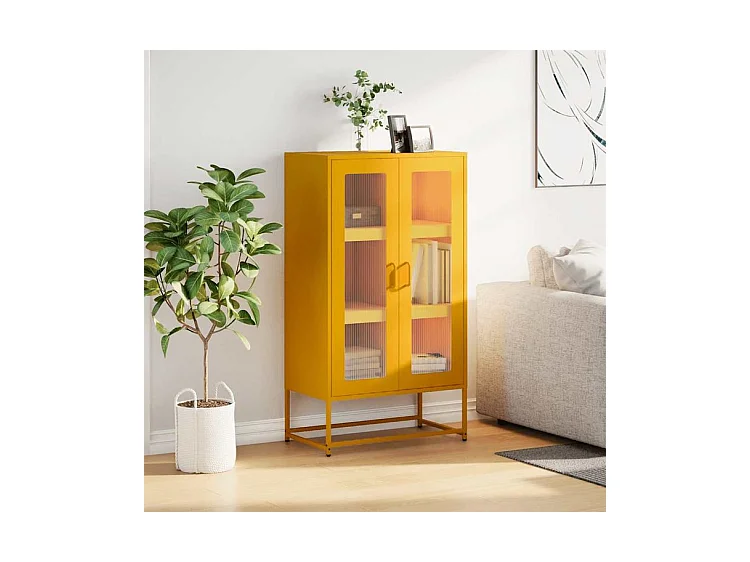 Buffet haut jaune moutarde 68x39x123 acier