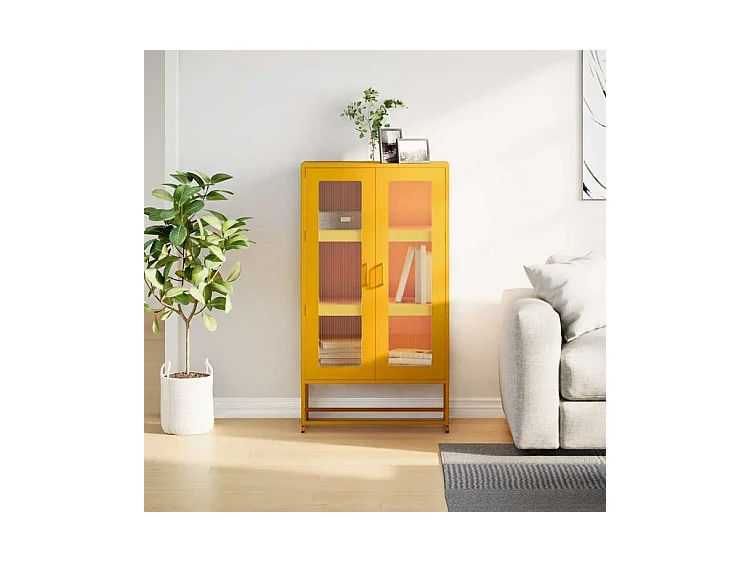 Buffet haut jaune moutarde 68x39x123 acier
