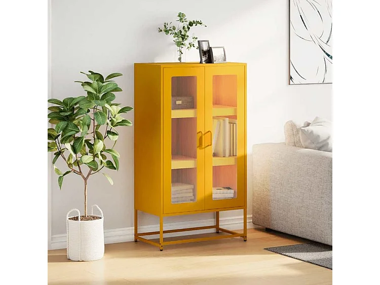 Buffet haut jaune moutarde 68x39x123 acier