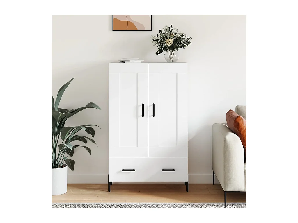 Buffet haut blanc 69,5x31x115 bois d'ingénierie