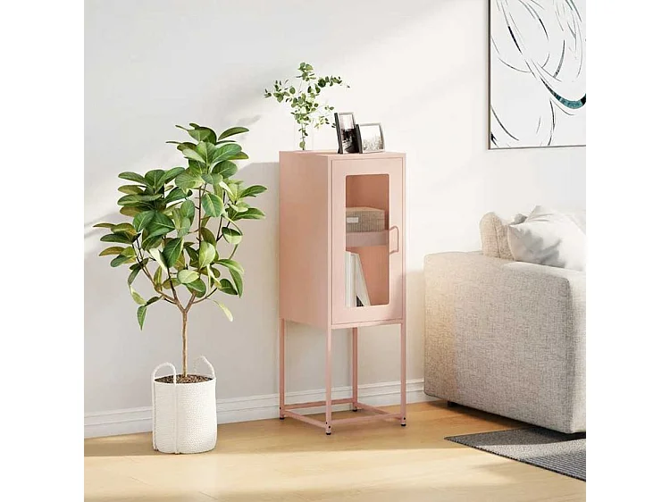 Buffet rose 36x39x107 acier laminé à froid