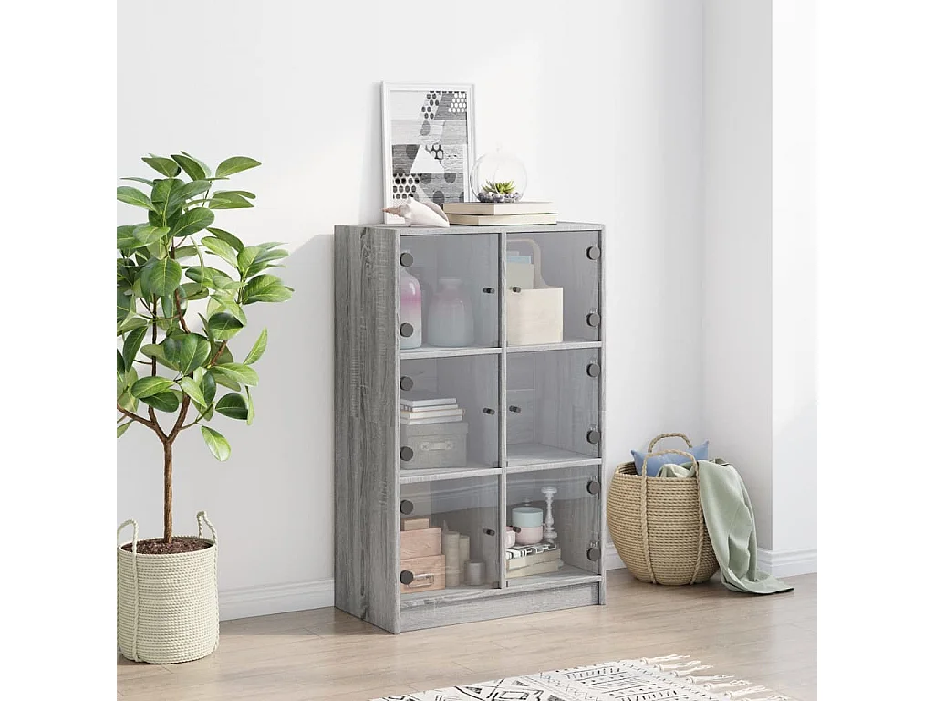 Buffet haut avec portes gris sonoma 68x37x109 bois ingénierie