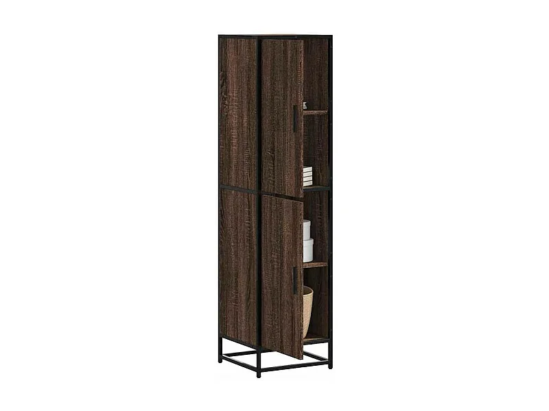 Buffet haut chêne marron 35,5x35x139 bois d'ingénierie métal