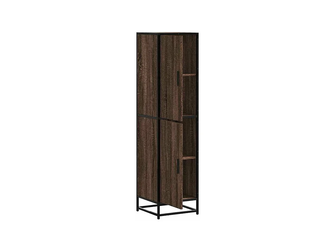 Buffet haut chêne marron 35,5x35x139 bois d'ingénierie métal