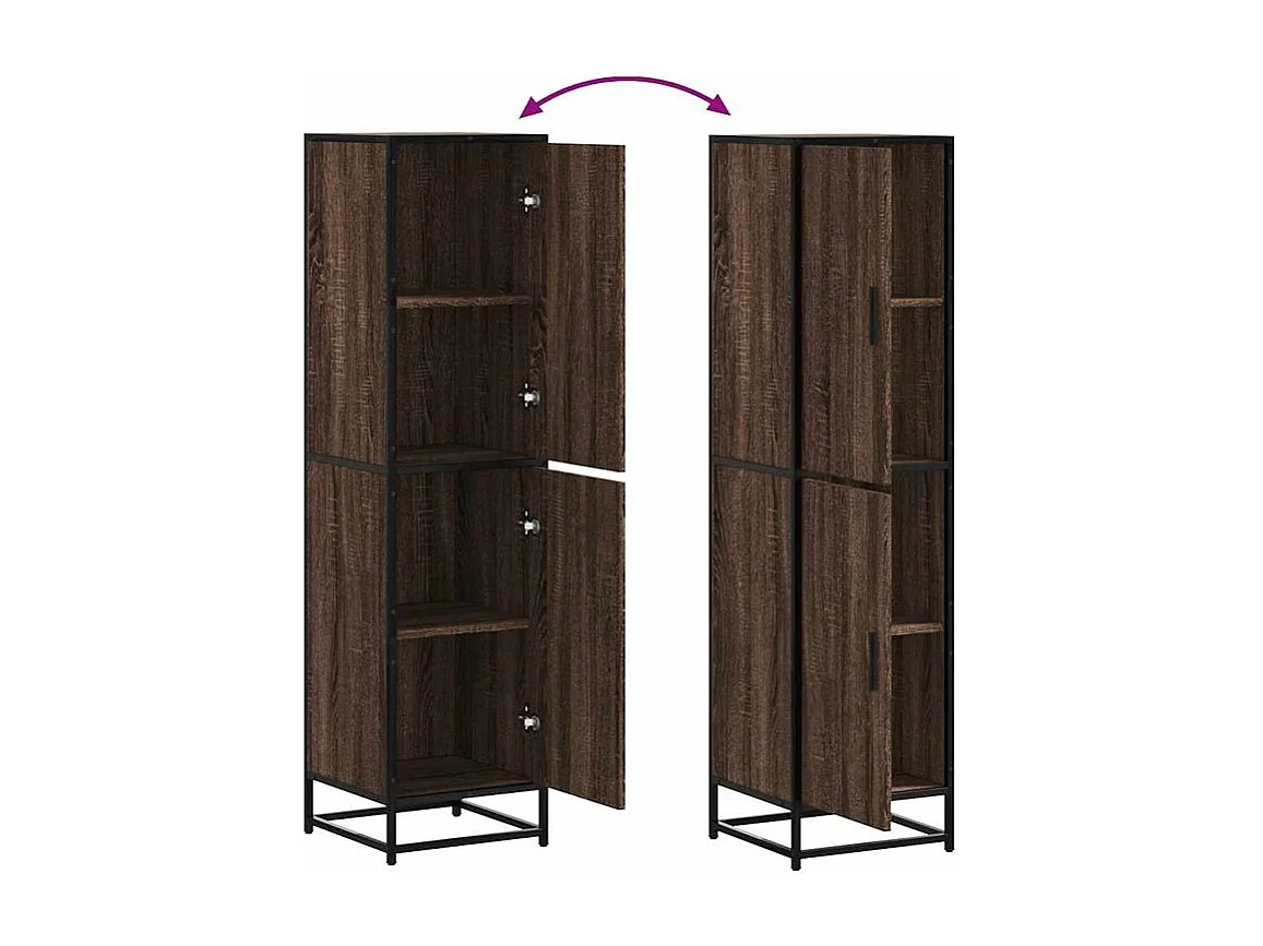 Buffet haut chêne marron 35,5x35x139 bois d'ingénierie métal