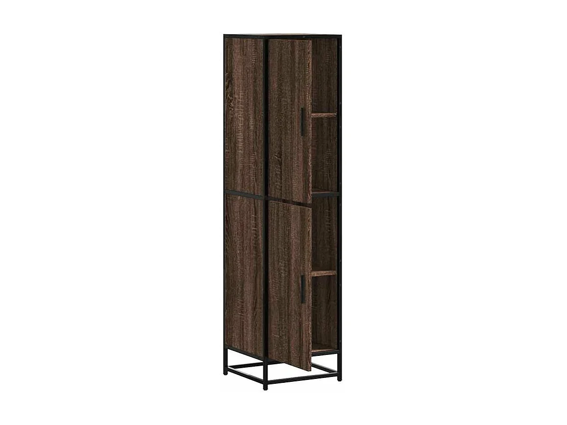 Buffet haut chêne marron 35,5x35x139 bois d'ingénierie métal
