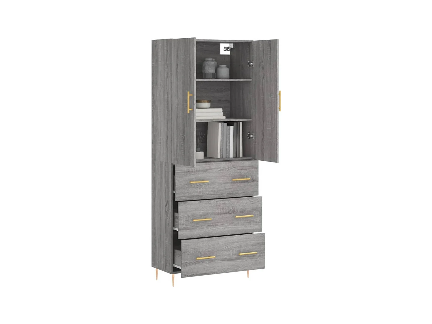 Buffet haut Sonoma gris 69,5x34x180 Bois d'ingénierie