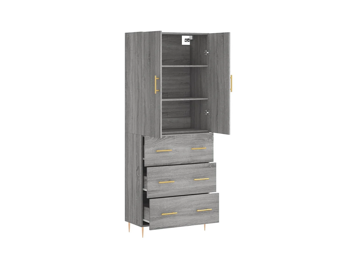 Buffet haut Sonoma gris 69,5x34x180 Bois d'ingénierie
