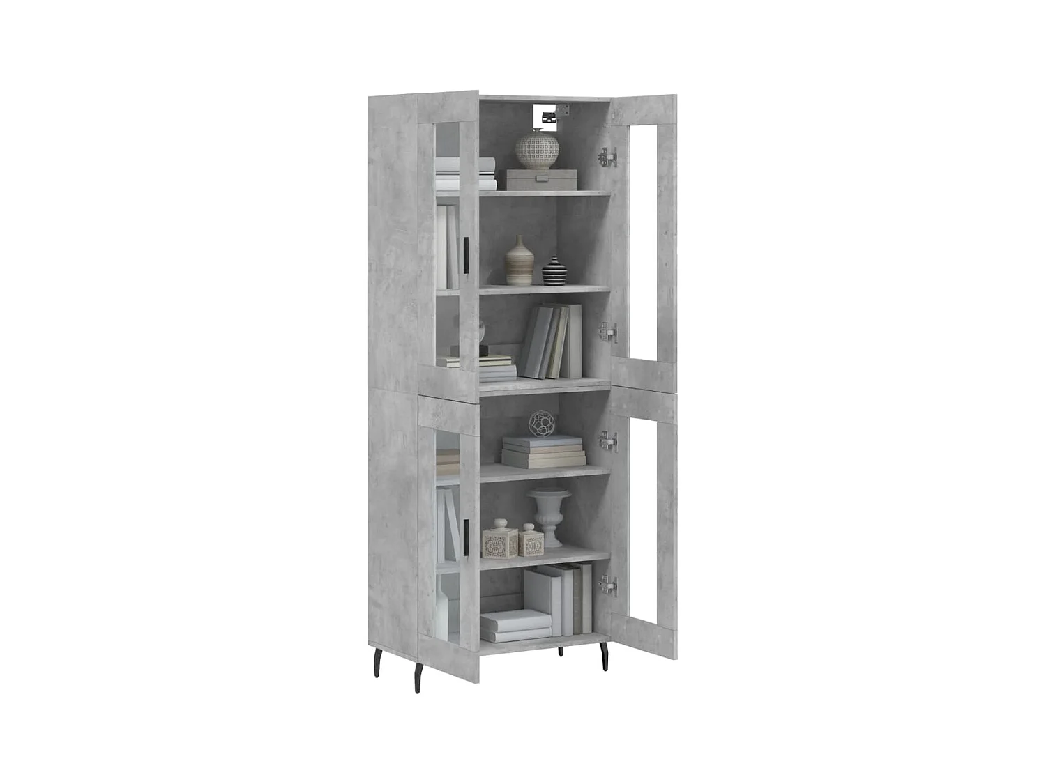 Buffet haut Gris béton 69,5x34x180 Bois d'ingénierie