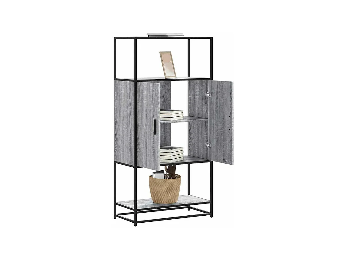 Buffet haut sonoma gris 68x35x139 bois d'ingénierie et métal