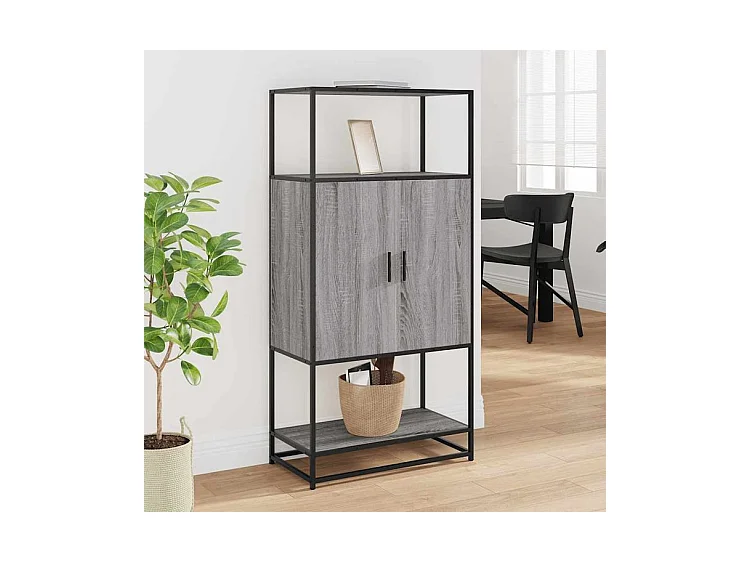 Buffet haut sonoma gris 68x35x139 bois d'ingénierie et métal