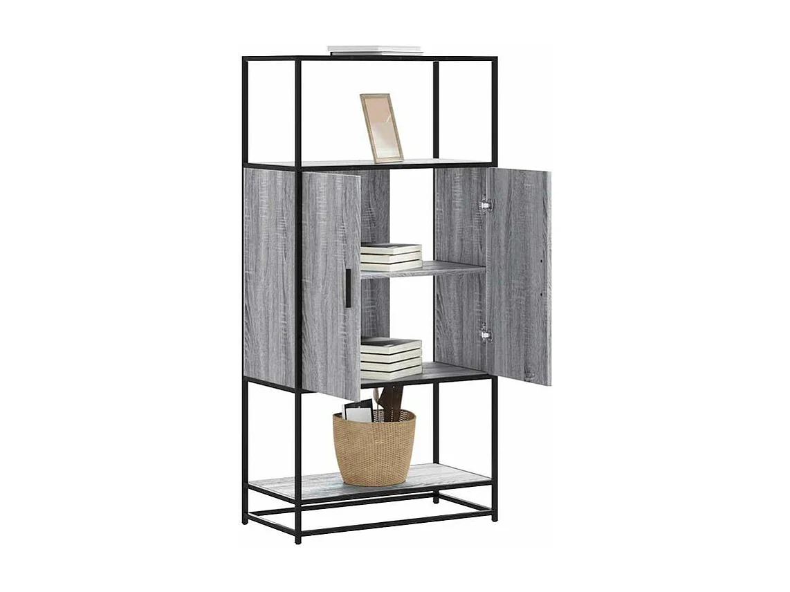Buffet haut sonoma gris 68x35x139 bois d'ingénierie et métal