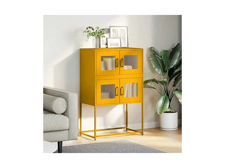 Buffet haut jaune moutarde 68x39x107 acier