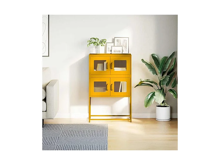 Buffet haut jaune moutarde 68x39x107 acier