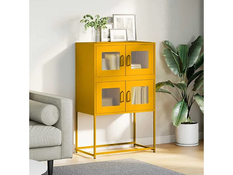 Buffet haut jaune moutarde 68x39x107 acier