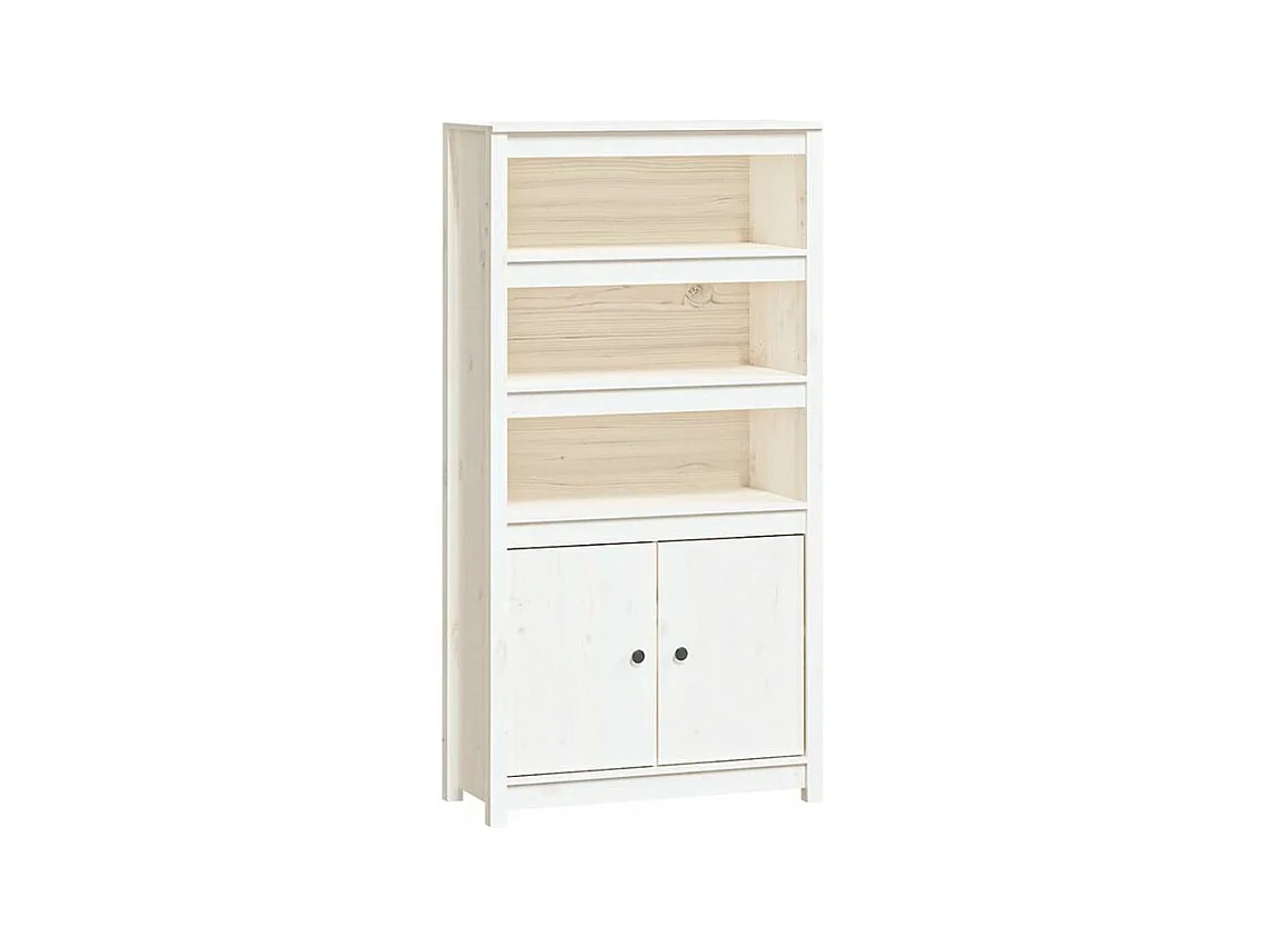 Buffet haut Blanc 80x35x154 Bois massif de pin