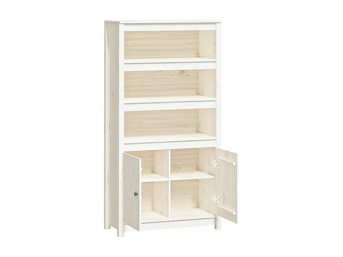 Buffet haut Blanc 80x35x154 Bois massif de pin