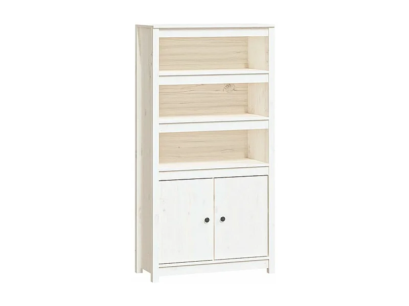 Buffet haut Blanc 80x35x154 Bois massif de pin