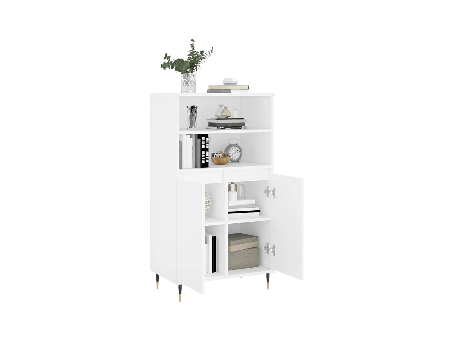 Buffet haut Blanc 60x36x110 Bois d'ingénierie