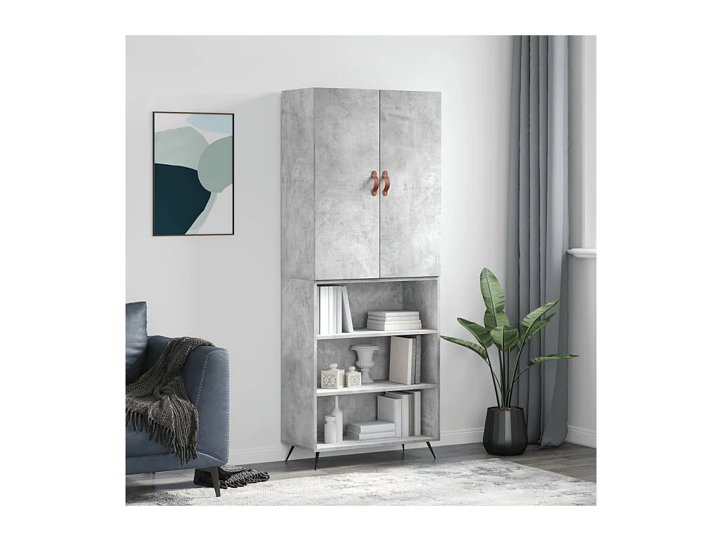 Buffet haut Gris béton 69,5x34x180 Bois d'ingénierie