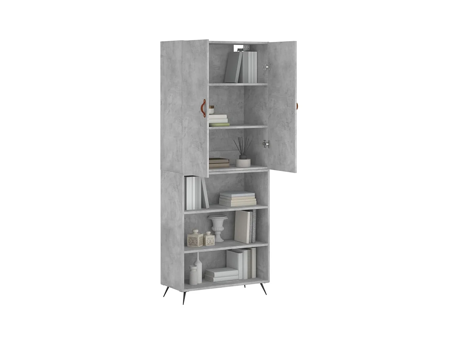 Buffet haut Gris béton 69,5x34x180 Bois d'ingénierie